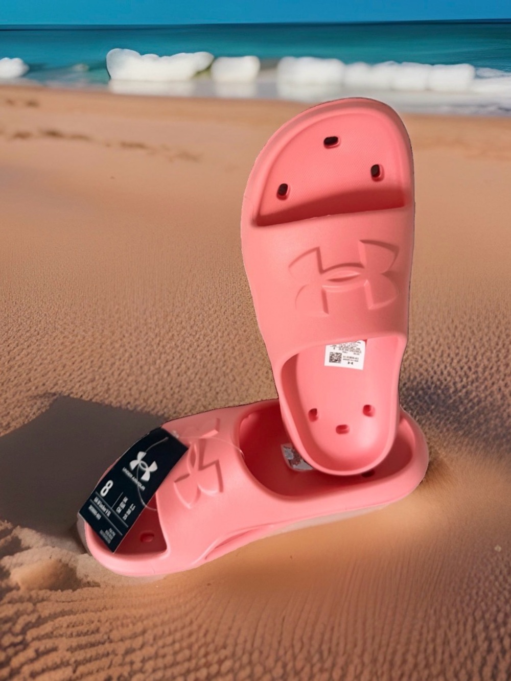 Under Armour Locker V Women's Size 8 Slide Sandals. Coral. New with Tags.